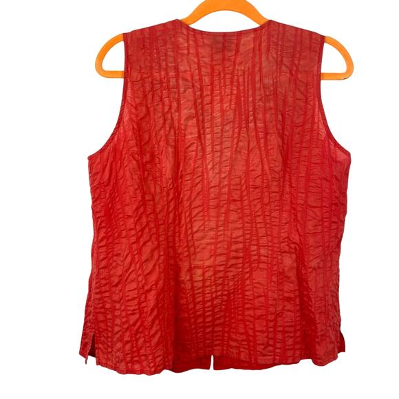 Eileen Fisher Red Orange Cotton Blouse Tank Top Medium - Picture 2 of 5